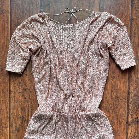 Juan Carlos Pink Sequin Romper Sz Small Bachelorette Birthday Party Vegas Bridal - Picture 3 of 15